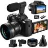 Digital Camera for Photography and Video,4K 48MP Vlogging Camera for YouTube with 180° Flip Screen,16X Digital Zoom,52mm Wide Angle & Macro Lens, 2