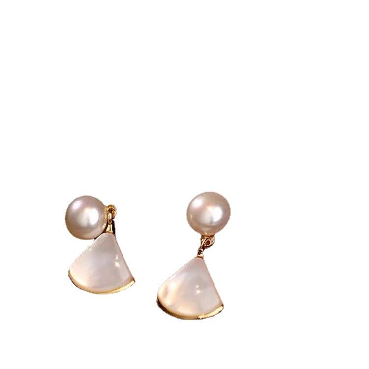 Elegant French Geometric Earrings with Freshwater Pearls - 2024 Light Luxury Style for Women