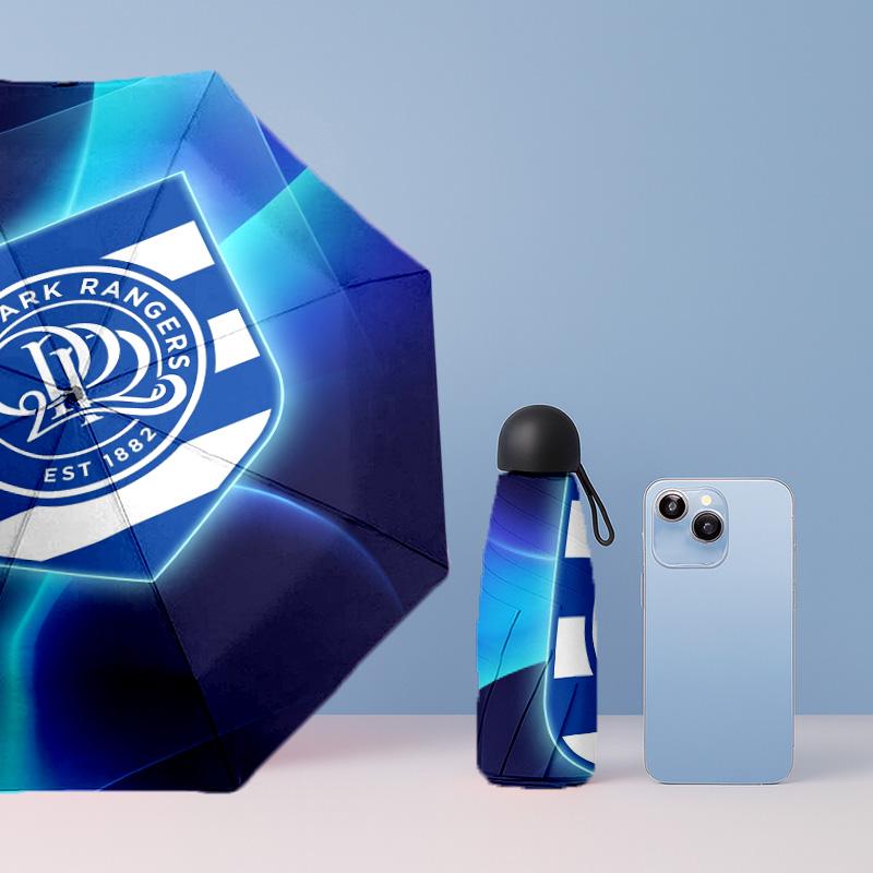Queens Park Rangers Football Pattern Printed Mini 5 Folds 8 Ribs Compact Umbrella Windproof Waterproof Lightweight Portable Folding