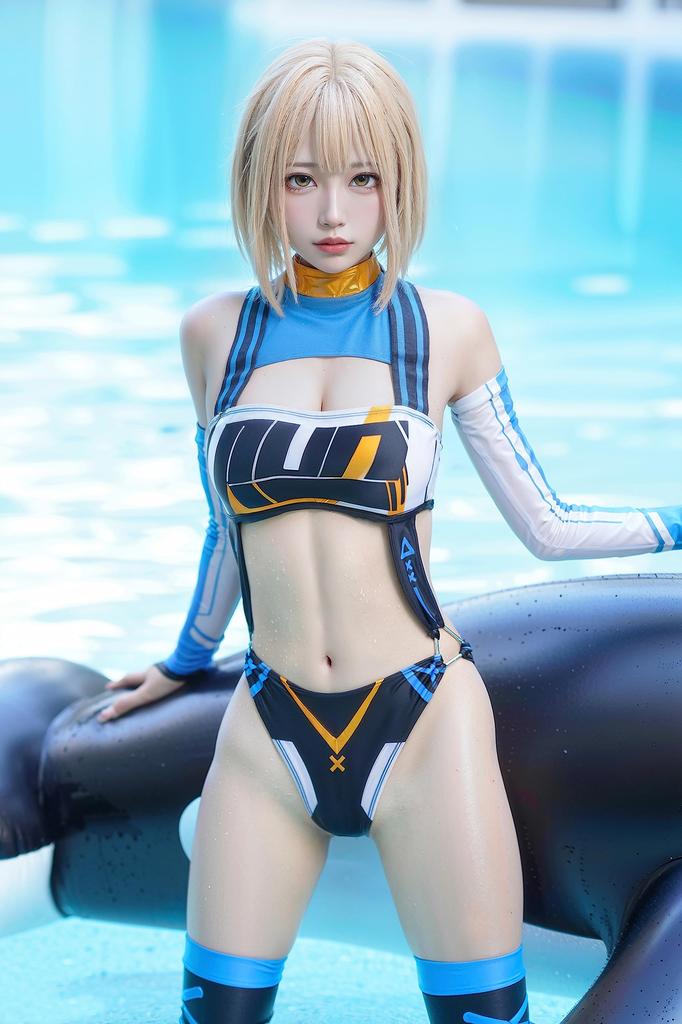 Sexy lesklé plavky s vysokými nohavičkami ke kolenům vysoké punčochy Rukavice Jednoduché RQ Race Queen Kostým Cosplay Dospělé plavky Cosplay Kostým Převlek [LOST-G] Dámské (M,