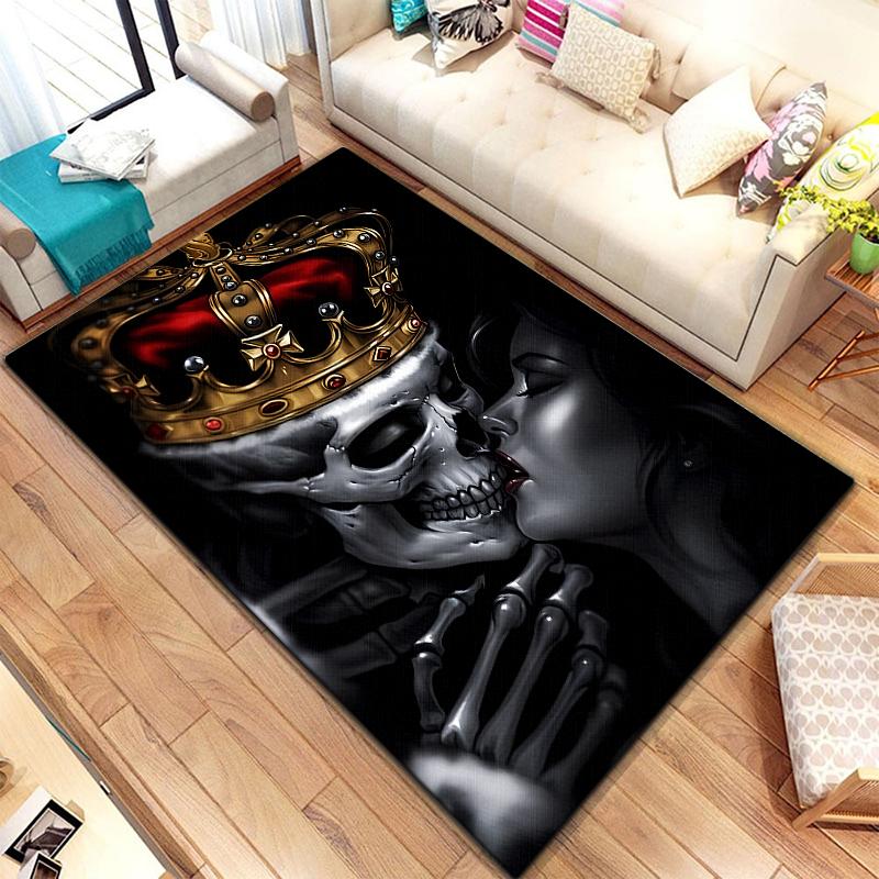 Vintage prydnadsskallar Rosmönster matta för mattor i vardagsrummet Camping Stranger Things Picknickmatta Anti-halk E-sportmatta