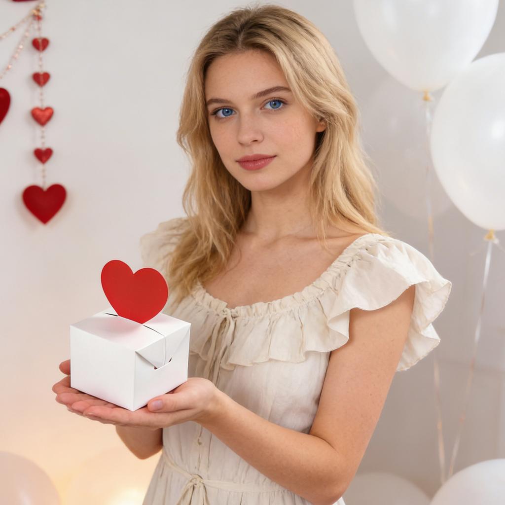 Cutie cadou 3D în formă de inimă pentru Ziua Îndrăgostiților, Cutie cadou pliabilă, 10 buc/pachet
