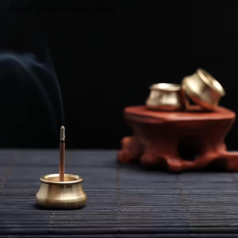 Buddhism Gadgets Copper Censer Incense Holder Mini Cafe Ornament Home Decor Ash Catcher Joss-stick Inserted Traditional Shapes