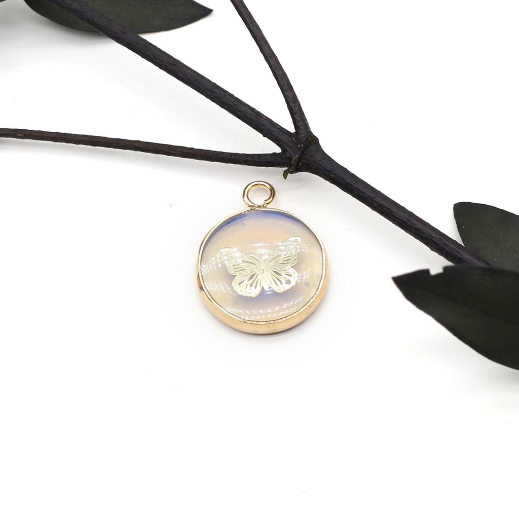 2Pcs Small Pendant Natural Stone Butterfly-Shaped Patter Pendant For Jewelry Making DIY Necklace Earrings Bracelet Accessory