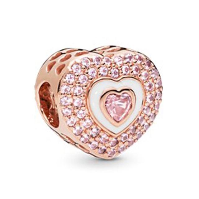 Подвеска из розового золота с цветком в виде листа и короны в виде сердца — фото 33