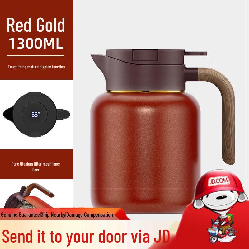 SAMADOYO Titanium Lined Insulated Tea Pot with Temperature Display