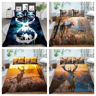 Comforter Bedding Cover Suit 3D Print Deer Bed Cover Home Bedclothes Fashionable Polyester Breathable Duvet Cover Sets