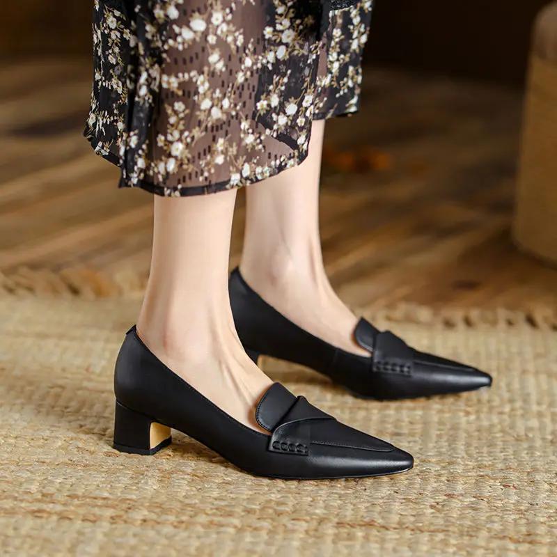 Shoes For Women 2024 Moccasins Ladies Summer Footwear Pointed Toe Loafers Formal Black Young On Sale Offer Spring Non Slip 39 E