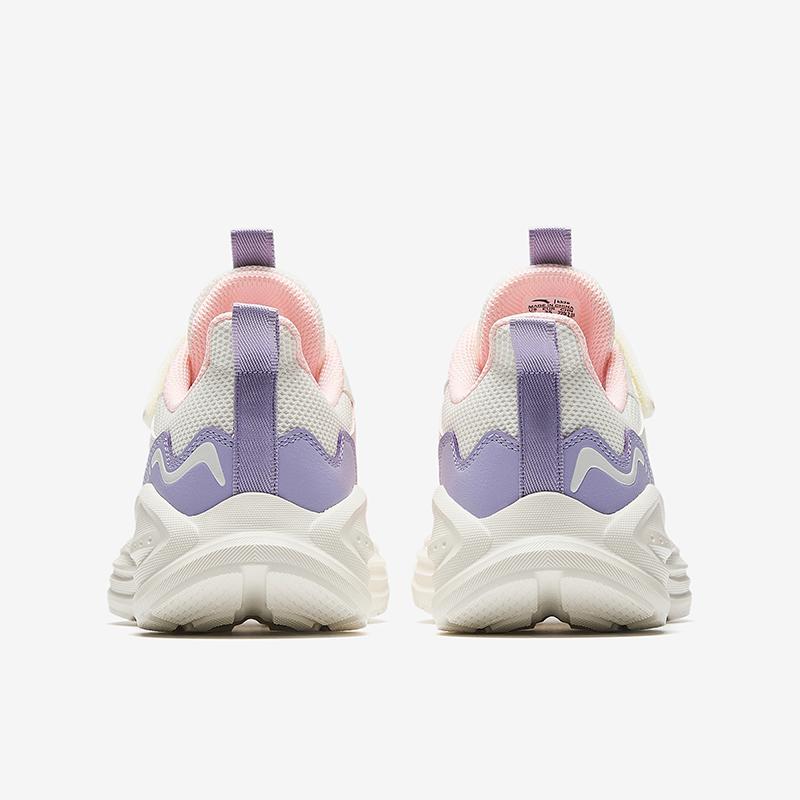 Anta Kids Synthetic Leather Fabric Trendy Versatile Lightweight Shock Absorbing Low Top Running Shoes Men Running Shoes White Pink Purple A22445577-3
