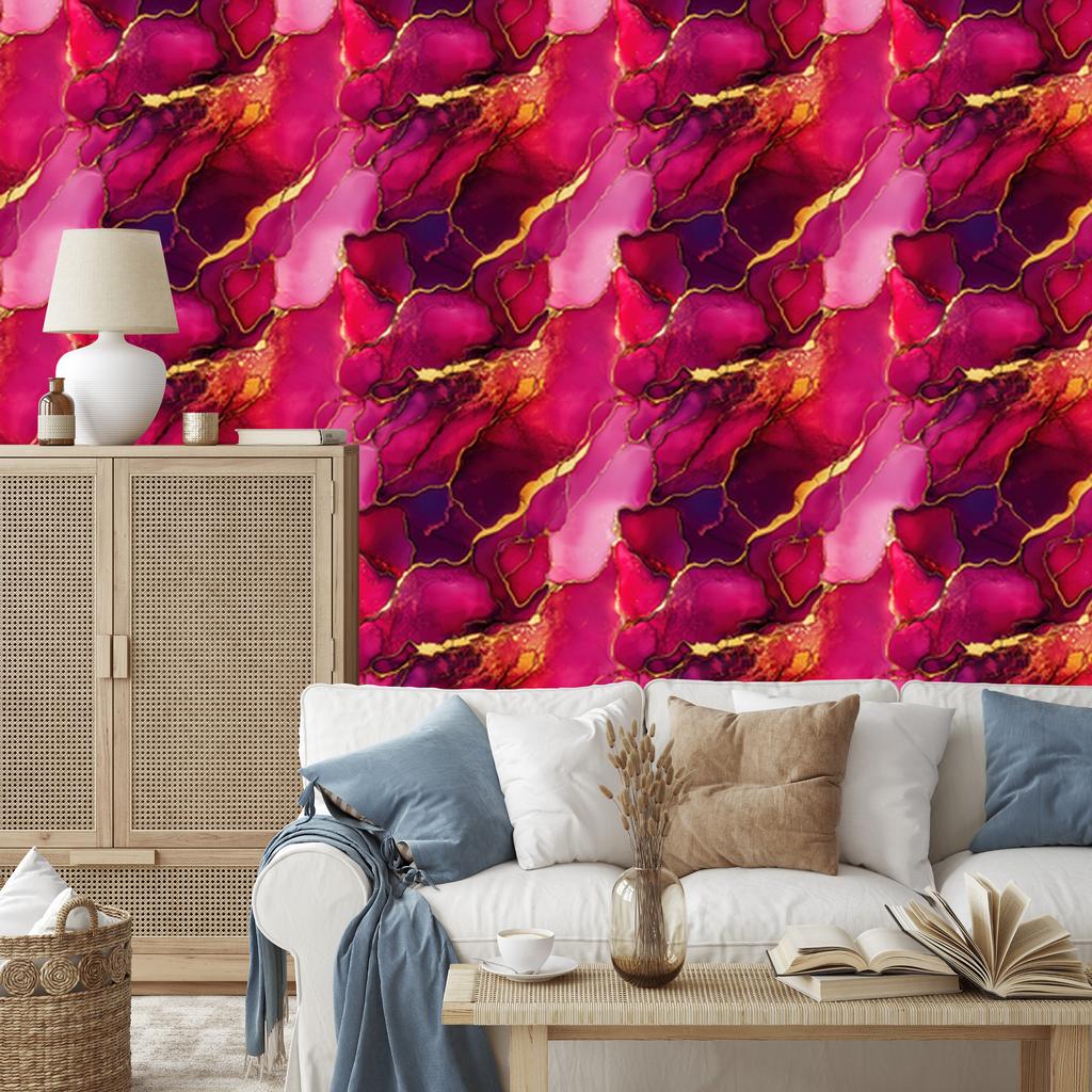 Ink Wallpaper Purple, Pink and Burgundy for Living Room and Bedroom 50x1000
