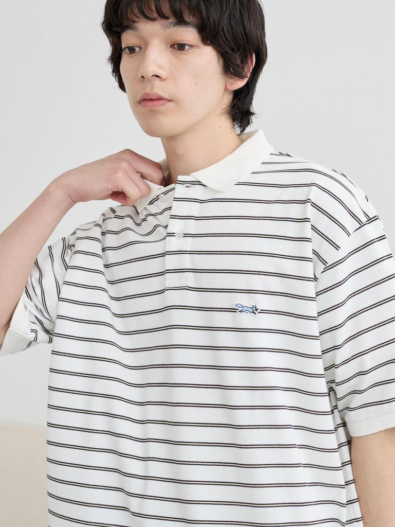 Cohen Penneys Custom-Made Dry Kanoko Striped Polo Shirt with Moisture-Wicking and Quick-Drying Function, 75256030463 5150 CREAM (51), Medium