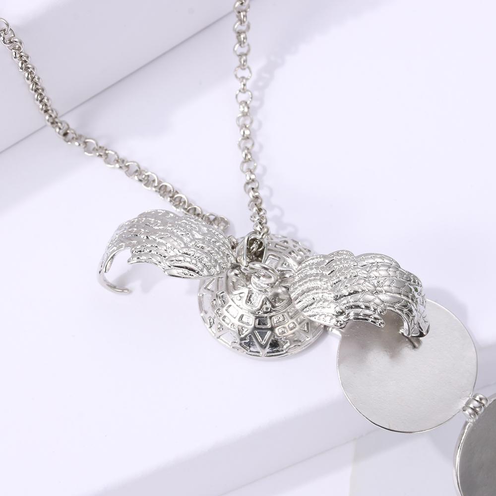 Family Photo Jewelry Long Chain Angel Wings Magic 4 Photo Pendant Memory Floating Locket Necklace