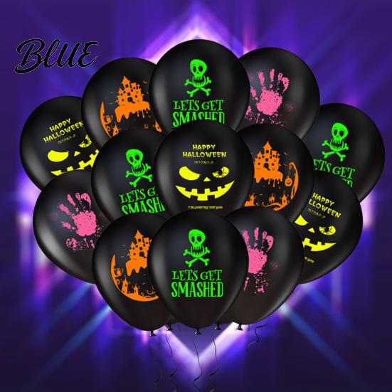 Halloween Venue Supplies 12PCS Fluorescent Balloons Durable Latex Party Decorations Glow in The Black Light Reactive Balloons Dark Festive