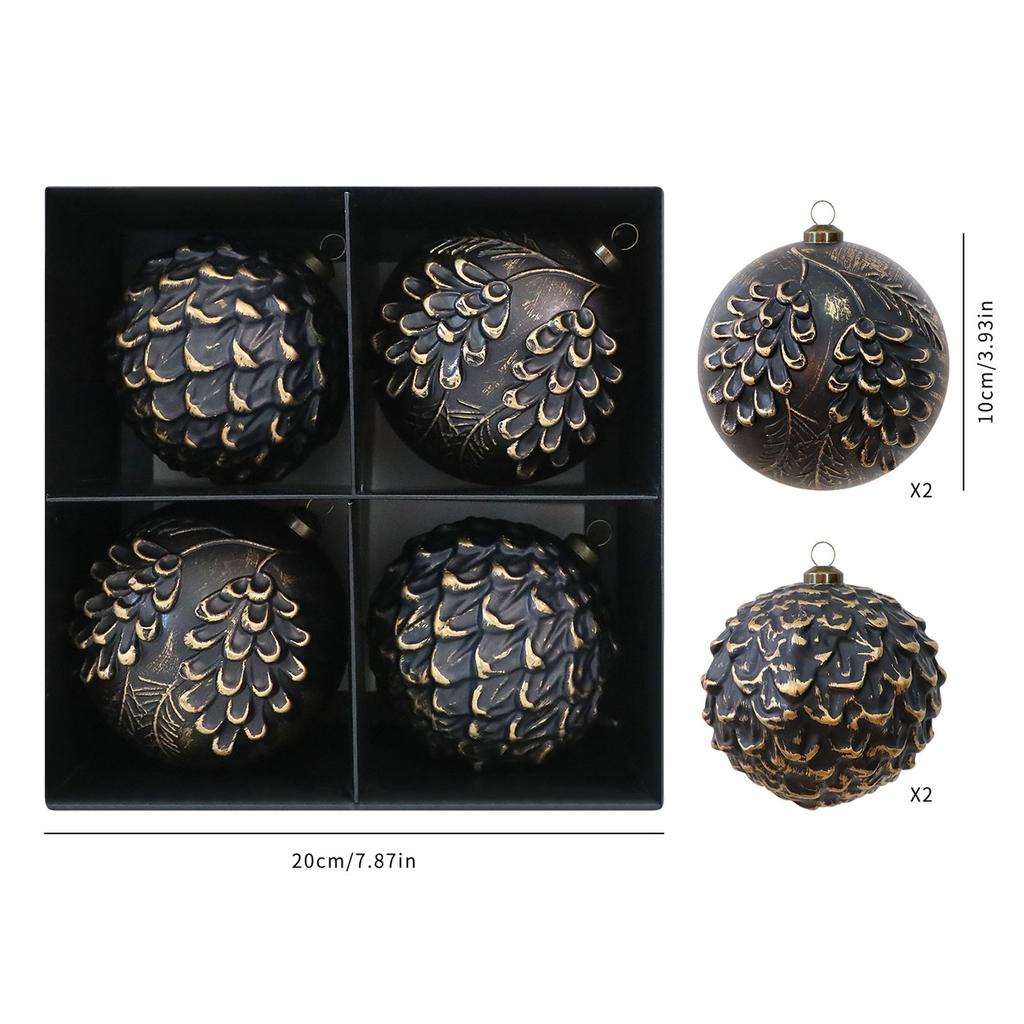 10CM/4PCS Antique Christmas Ball Ornament, Christmas Tree Decoration, Hotel Window Hanging Ornament