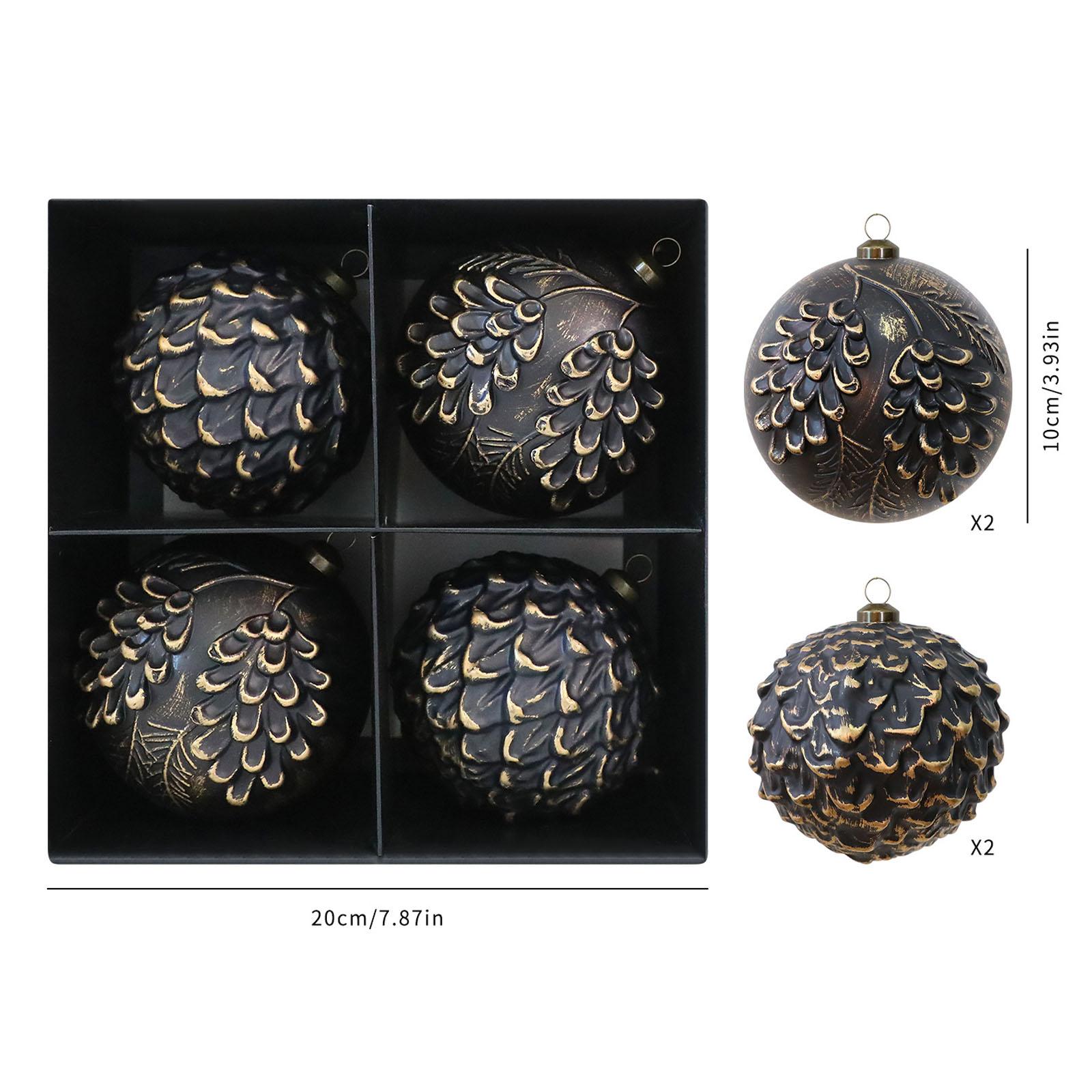 

10CM/4PCS Antique Christmas Ball Ornament, Christmas Tree Decoration, Hotel Window Hanging Ornament One Size чорний