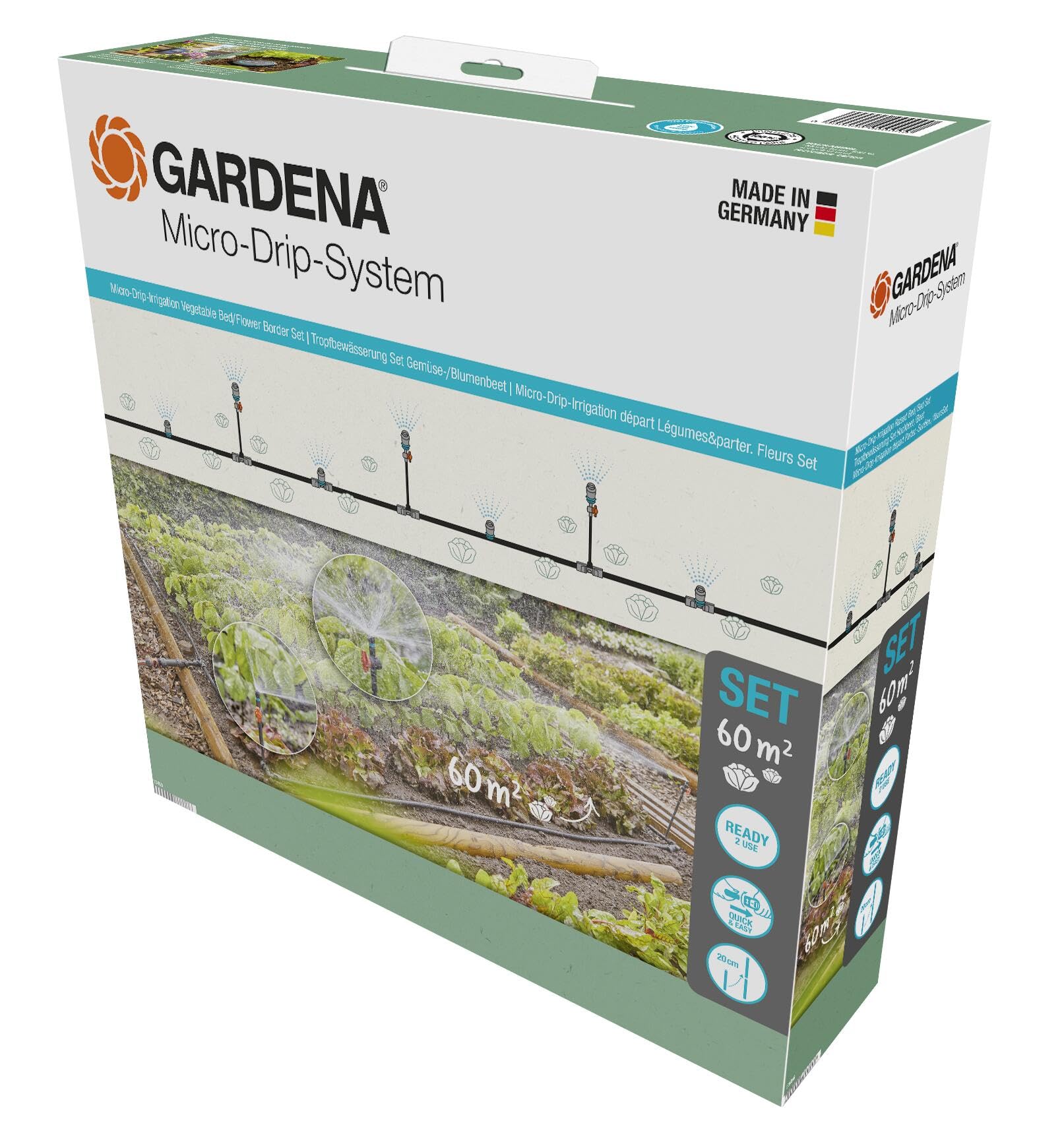 

GARDENA Irrigation Starter Set for Vegetable and Flower Gardens Micro-Drip System, 60m² (13450-20) чёрный
