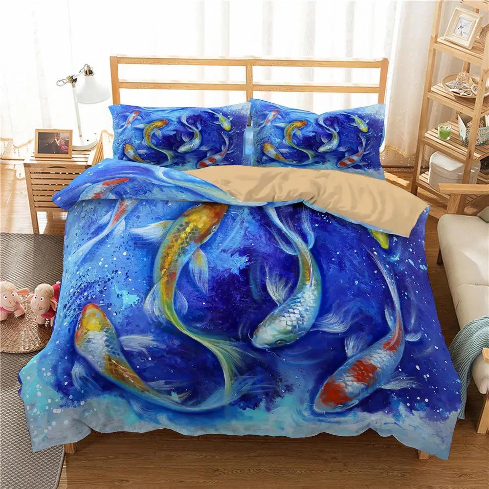 

Cozy Warm Super Winter Blue Marine Organism 100 Polyester Fiber Duvetcover 2pcs Quality Soft Comfortable Bed Quilt Comforter (quilt)-EU Single(135*200cm)3pcs