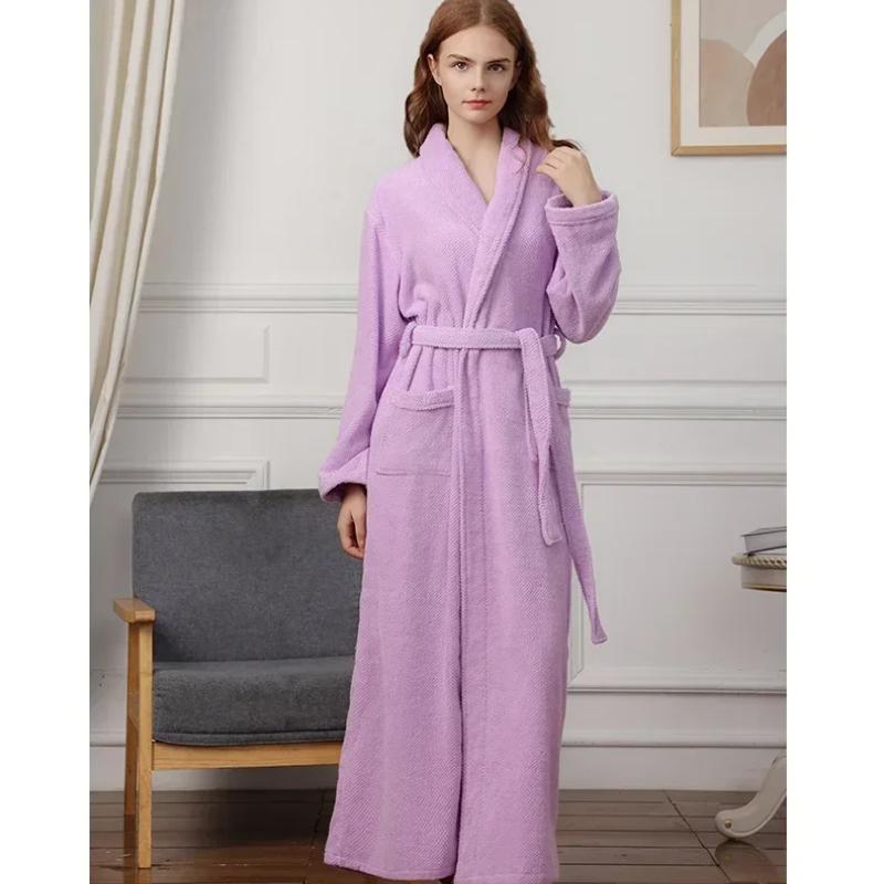Women's Terry Cloth Robe Kimono Long Cotton Bathrobe Unisex Terry Bathrobe Terry Full Length Robe