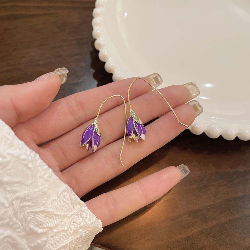 Dangle Wedding Ear Jewelry Tulip Earrings Women's Earrings Long Hook Earrings Korean Style Earrings