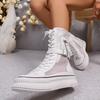 Summer Women's Mesh Breathable Side Zipper Lace-Up Front Platform Anti-Slip Wear-Resistant Short Shoe