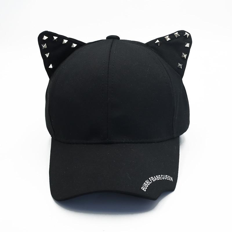 New Men'S And Women'S Fashion Cute Riveted Cat Ear Baseball Cap Personality Sunshade Sunscreen Cap