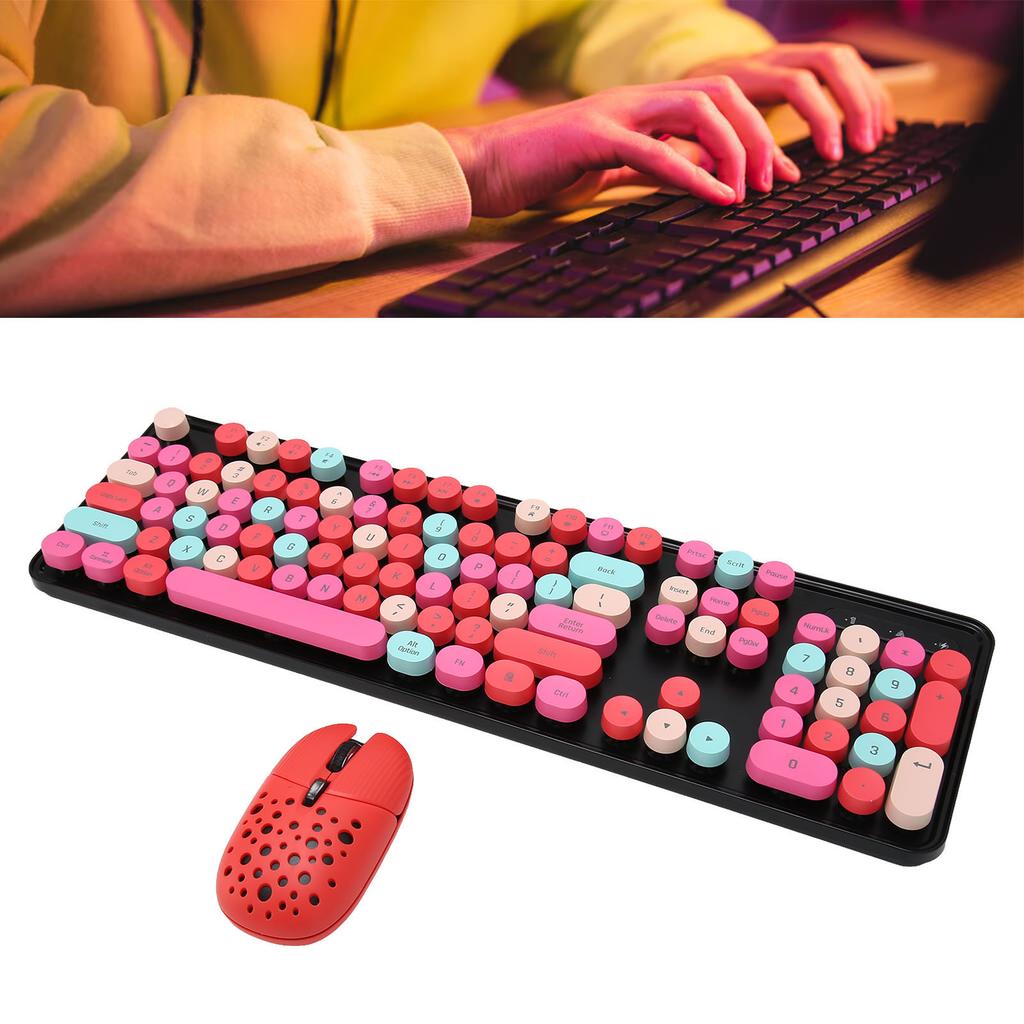 Wireless Keyboard and Mouse Combo 2.4G Wireless Mode sy Operate Retro Punk Keyboard with 3 DPI Gaming Mouse