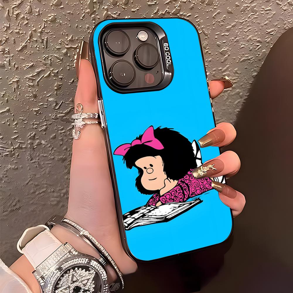 Anime M-Mafalda Phone Case For IPhone17 Air 16 15 14 Plus 13 12 11 Pro XS Max Silver Black Bumper Case