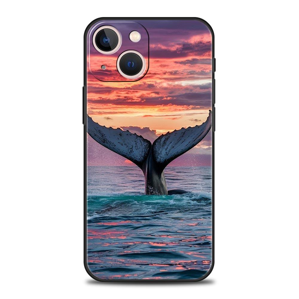 Oceanny Rekin Wielorybi Pływający Luksusowe Etui na Telefon Dla iPhone 16 13 15 14 12 11 Pro MAX XR X SE XS 7 8 Plus Miękki TPU Odporny na Wstrząsy Pokrowiec