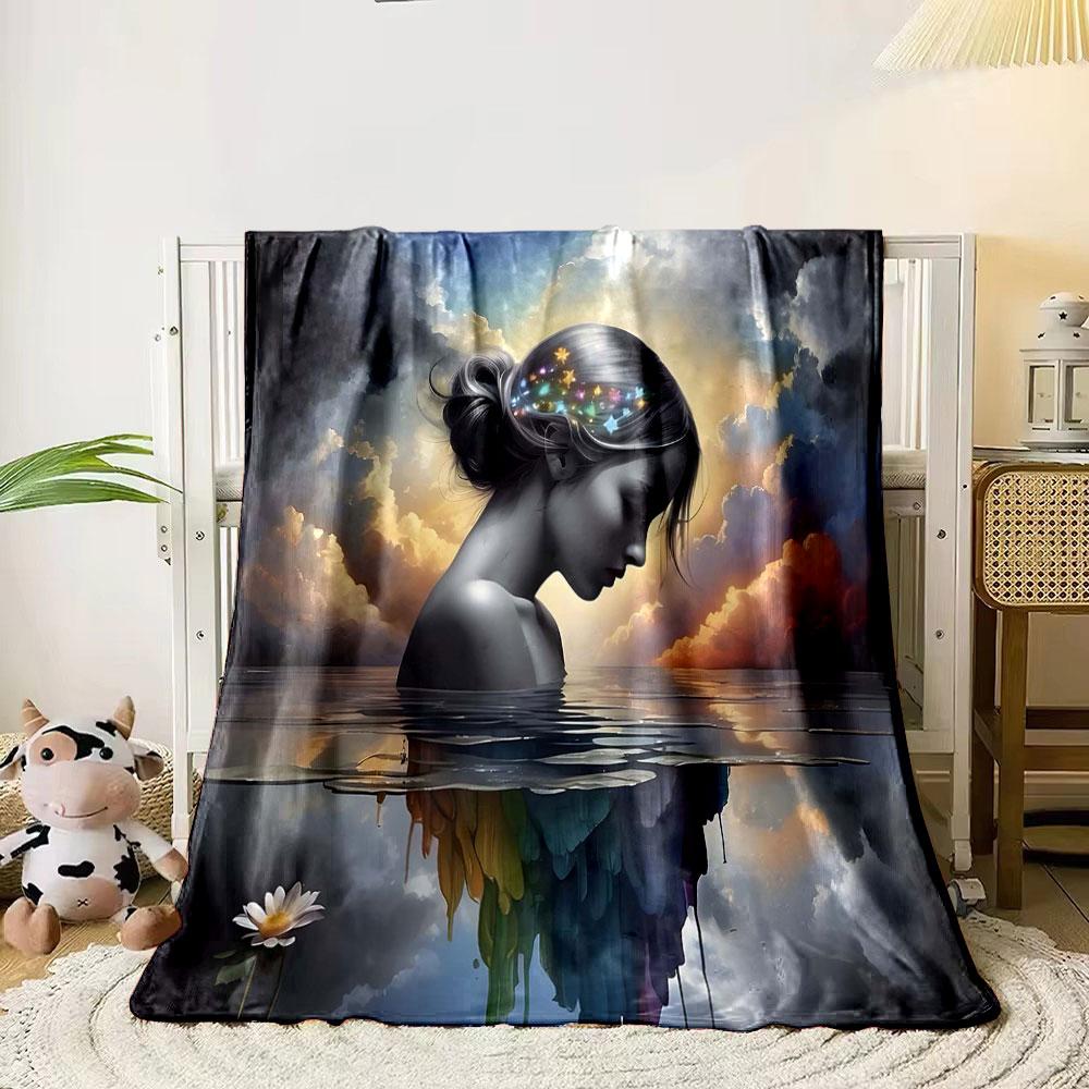 "Dreamy Woman with Starry Hair Design" print blanket soft and cozy perfect for the living room bed sofa or a nap,gift