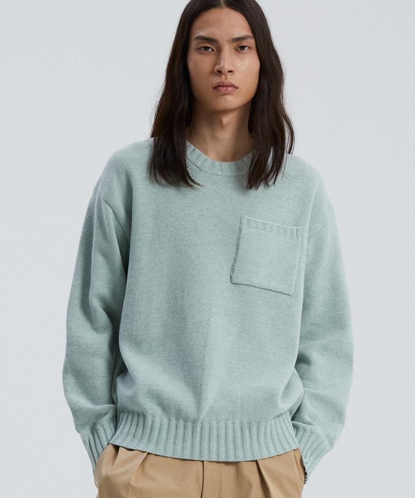 KNITTED Cashmere Wool Pocket Round Knit Mint