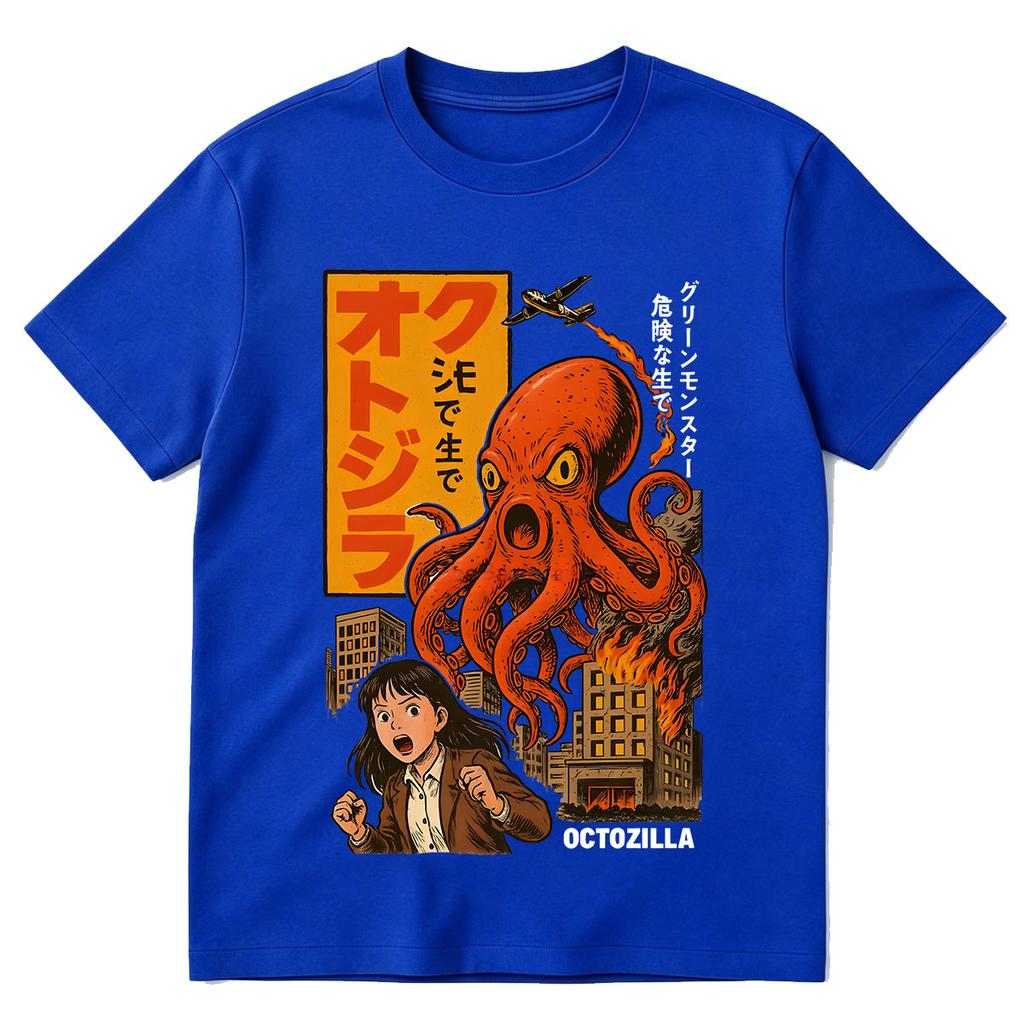 Octozilla Dotonbori Drunken Octopus Funny Horror T Shirts Men's Women Cotton Short Sleeve T-Shirts Streetwear