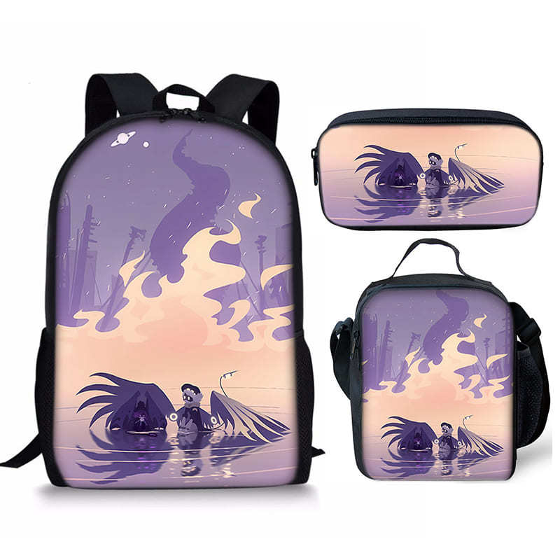 Hip Hop Youthful Novelty Murder Drones 3D Print 3pcs/Set Student Travel Bags Laptop Daypack Backpack Lunch Bag Pencil Case