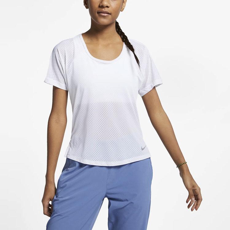 Nike Breathe Miler Running Tank Top Short Sleeve Women Tops White AJ8142-100