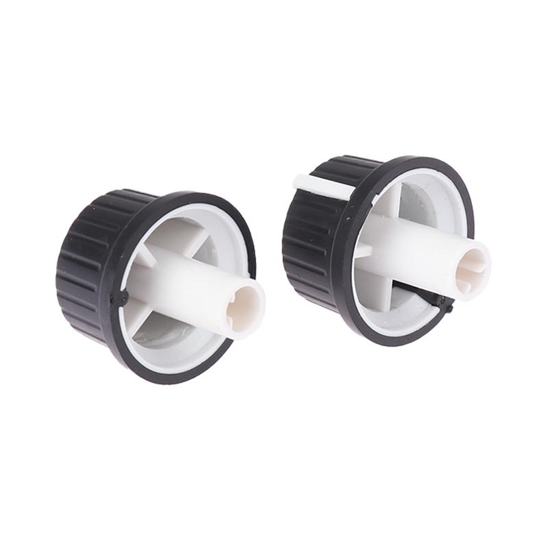 2Pcs Black White Rubber Half Shaft Knob Potentiometer Rotary Encoder Volume Switch Cap 25*25.5Mm