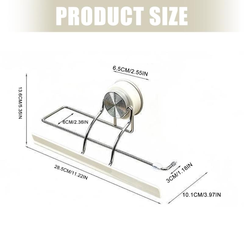 Suction-Mounted Paper Towel Dispenser, ABS and Metal Roll Rack for Horizontal Placement on a Wall or Cabinet Base
