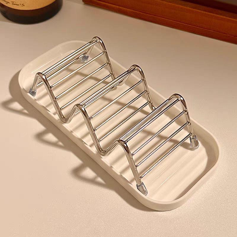 Edelstahl Wellen-Seifenhalter - Badezimmer Aufbewahrung Abtropfgestell