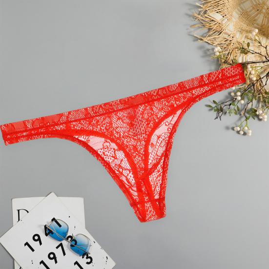 Men Underpants Lace Trim Breathable Mesh Quick Dry Low Waist Close-fitting Seamless Moisture