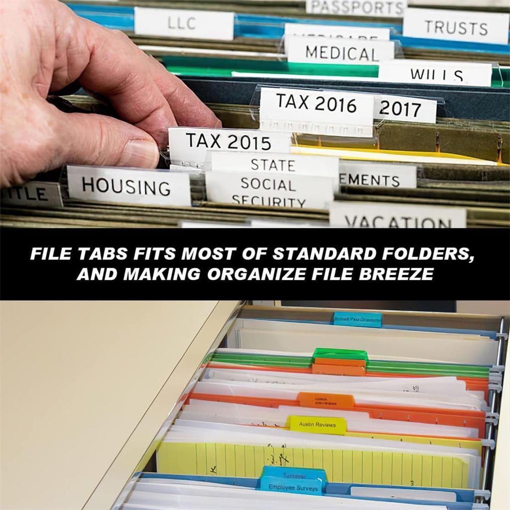 File Folder Tabs Hanging File Folder Labels 60 Sets Plastic File Tabs with erts for Hanging Files