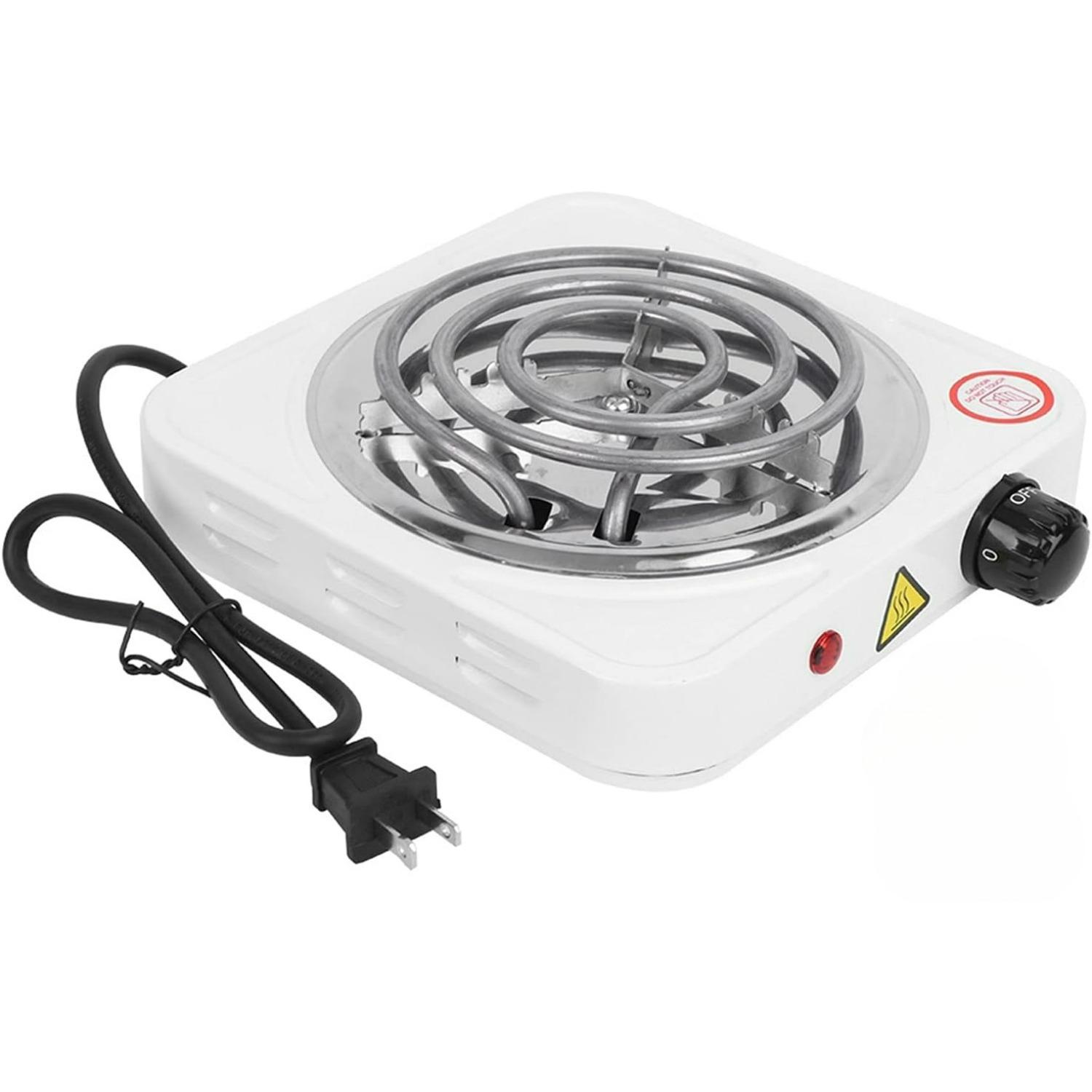 Stainless Steel Portable Single Tube Electric Stove 1000W Adjustable Temperature Hot Plate Electric Burner Cooktop White US Plug 110V белый