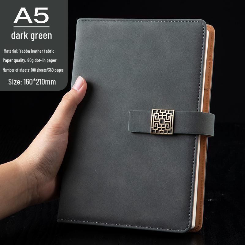 A5 PU Leather Buckle Notebook - Business Office Meeting Record Book (Custom Logo Available)