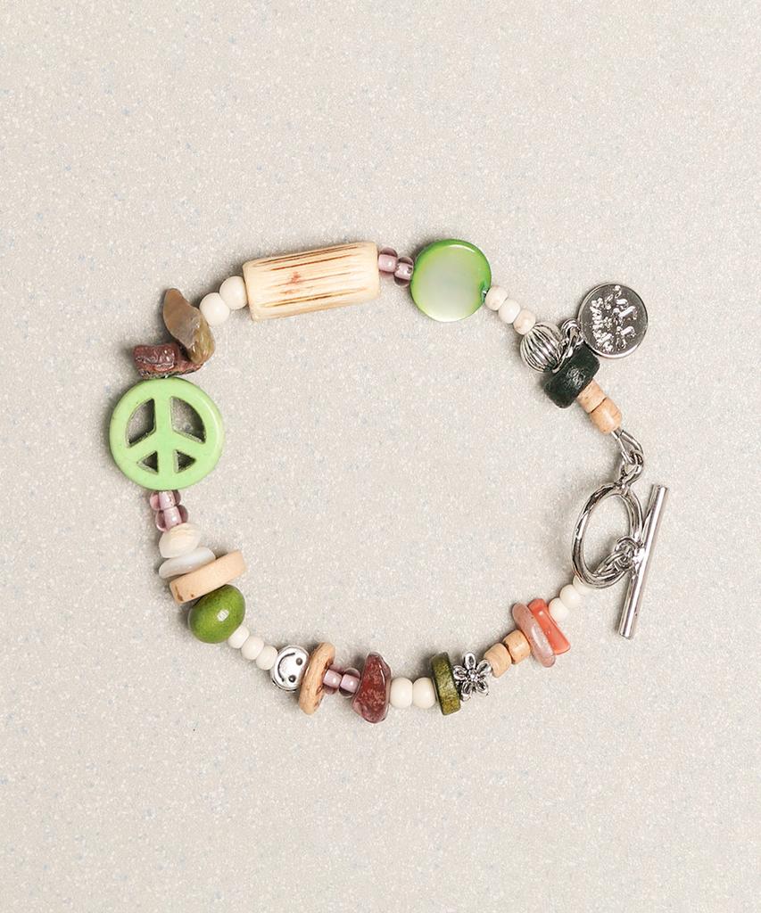 Towtow Archive Peace Mark Symbol Bracelet Leaf Green