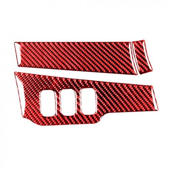 2Pcs Red Carbon Fiber Driver Side Dashboard Cover Trim For Mitsubishi Lancer