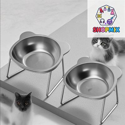 Raised Cat Bowls Tilted Neck Guard Cat Food Bowl 304 Stainless Steel Shatter-resistant Elevated 15° Pet Supplies For Puppy Cat