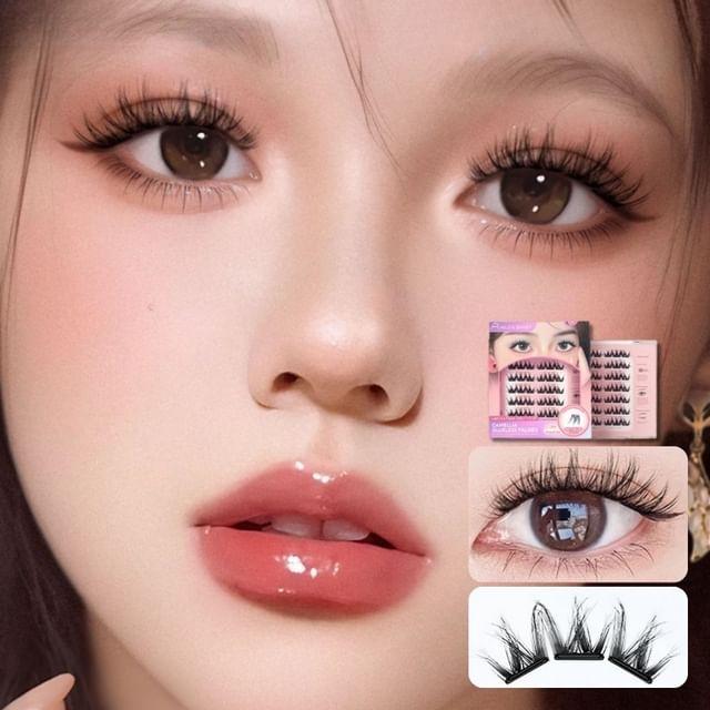 Mogugu - Natural Wispy Glue-Free Cluster False Eyelashes Black - One Size