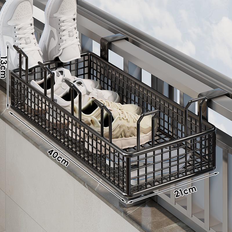Outdoor Shoe and Clothes Drying Rack with Anti-Theft Window Hook