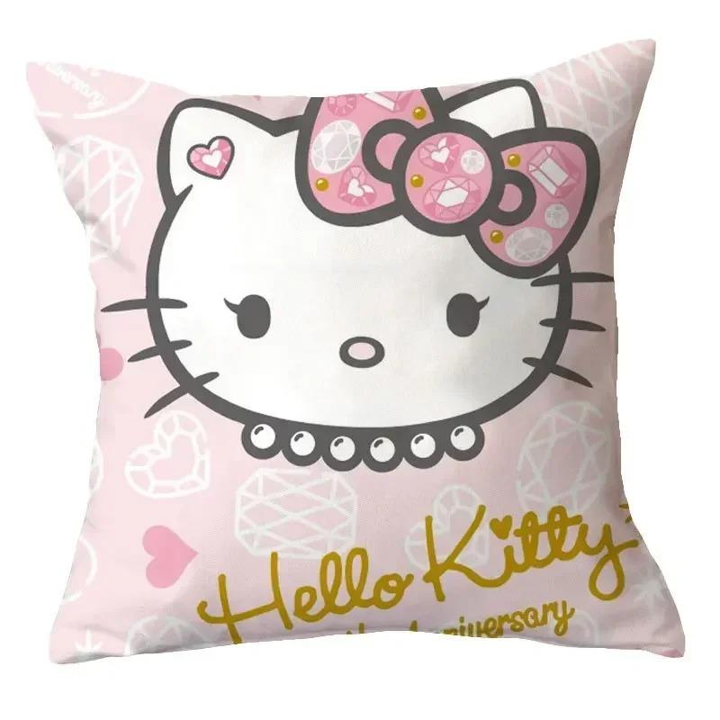 Home Decor Adorable Hello Kitty Digital Printed Pillow Covers Pattern Cushion Cover Suitable For Sofa Bedroom Car Pillow Cover