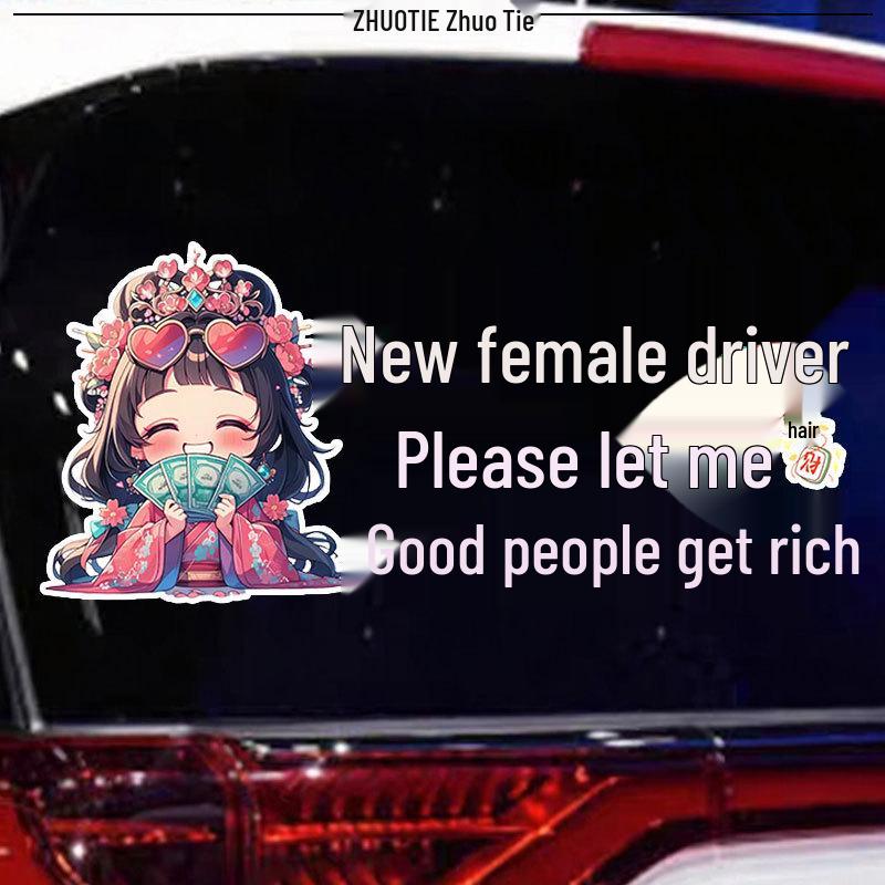 New Female Driver Warning: Please Let Me Pass – Creative Car Sticker for Rear Window