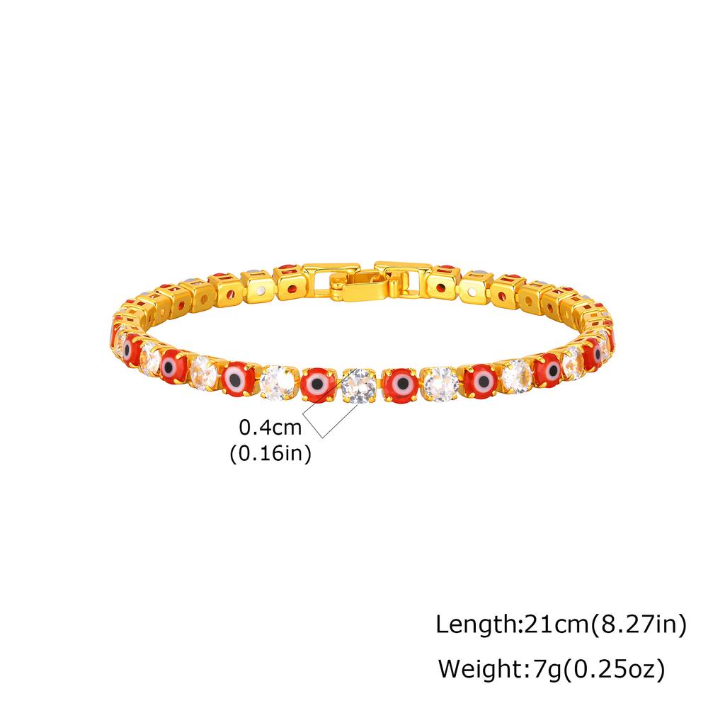 Colorful Crystal Tennis Bracelet For Women Fashion Cubic Zirconia Bracelets Devil's Eye Chain Bracelet Luxury Jewelry Gift