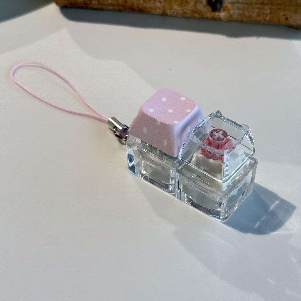 Dice Keycap Button Keychain Transparent Base Clicker Pendant Fidget Keychain  Daily Carry Without lights