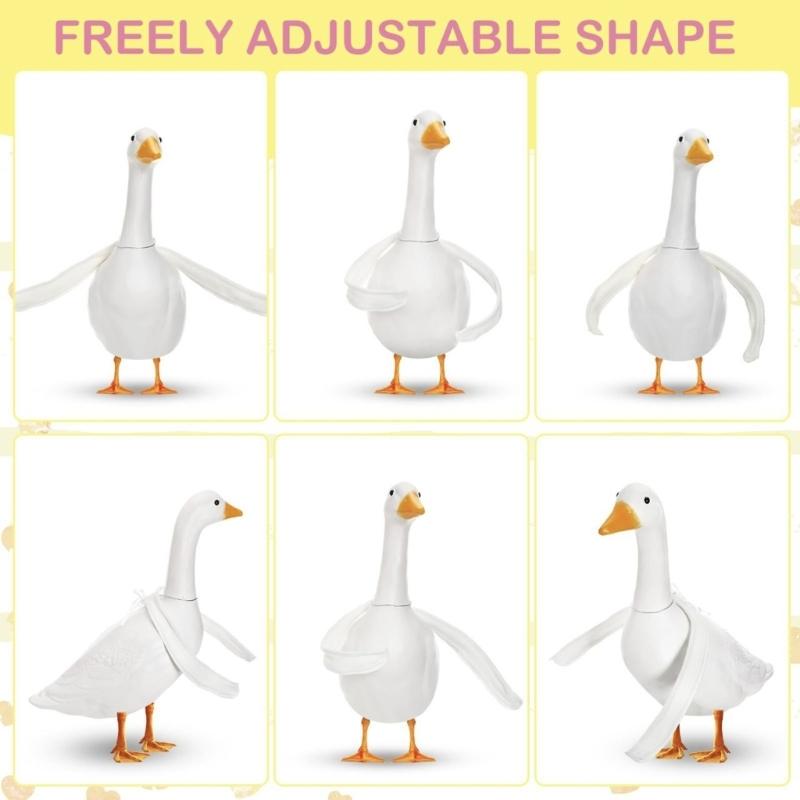 Bendable Gooses Costume Wing Soft Plush Fabric White Wing Adjustable Rustproof Frame for Porch Garden Statues Outfit
